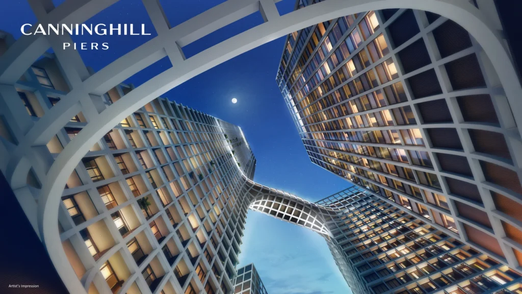CanningHill Piers artist’s impression – luxury integrated condo with sky bridge and riverfront living at Clarke Quay, Singapore.