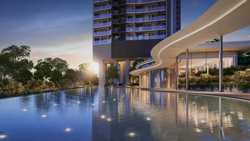 River Green Condo Singapore Night Pool View