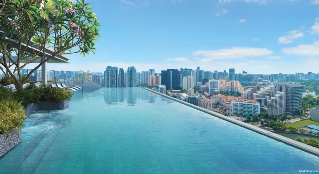 Union Square Residences Level 34 Sky Pool, a luxurious high-rise swimming pool with panoramic city views