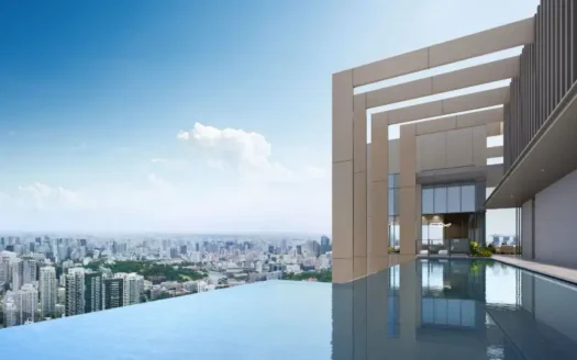 Promenade Peak SkyPeak Sky Lounge with Singapore highest infinity pool offering panoramic city skyline views.