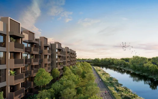 Faber Residence view of the tranquil Pandan River and Ulu Pandan Park Connector, highlighting rare riverfront living in Clementi (D5).