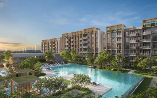 Narra Residences Luxury Condo Pool and landscape area (Artist's Impression) for the new Singapore launch, showcasing the serene Forest Retreat concept.