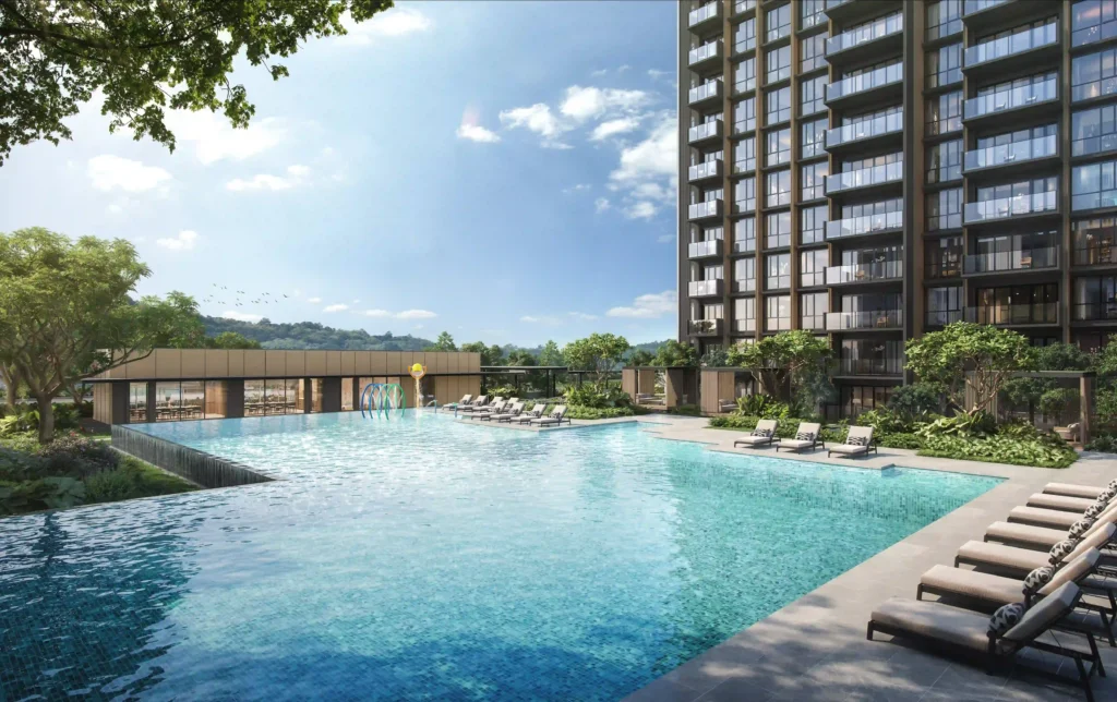 Narra Residences 50m Lap Pool and Wellness Deck, a resort-style facility in Dairy Farm Walk D23 by Santarli Realty and Apex Asia Development.