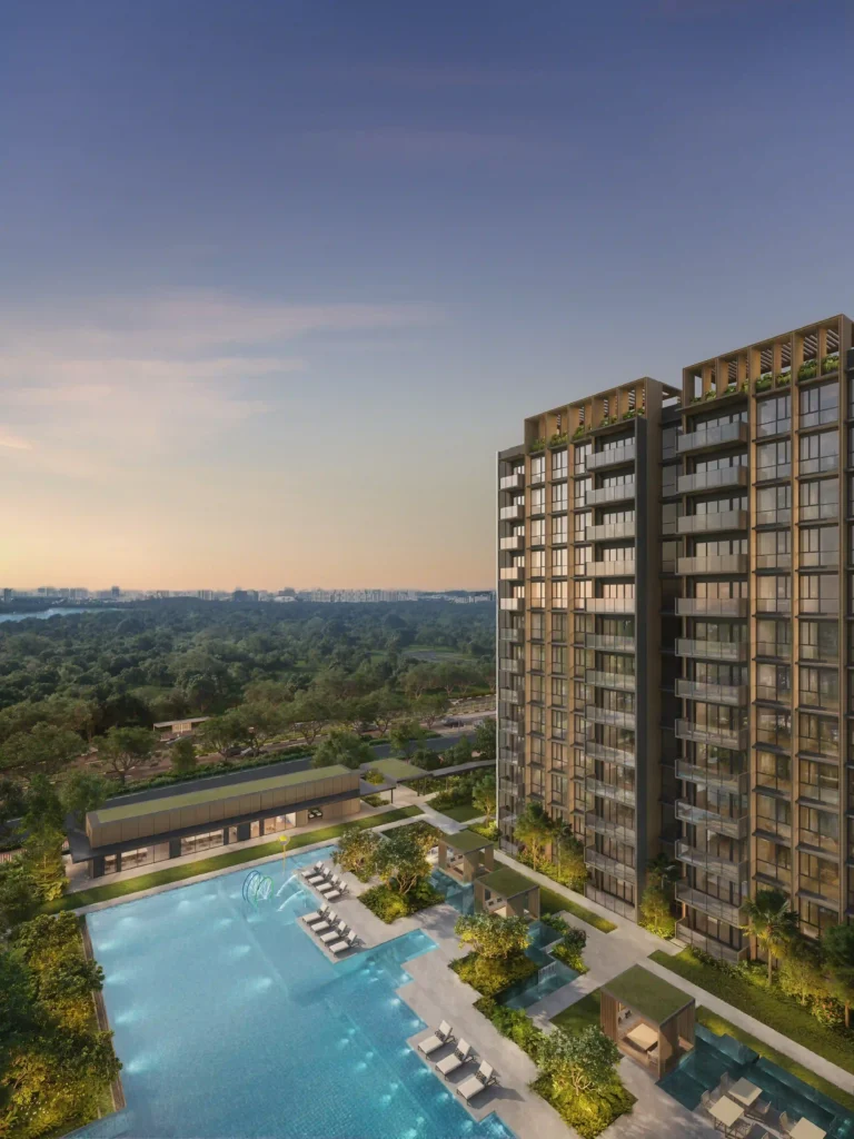 Narra Residences Resort Living Elevated by Nature, showcasing tranquil common areas near Dairy Farm Nature Park in District 23, Singapore.