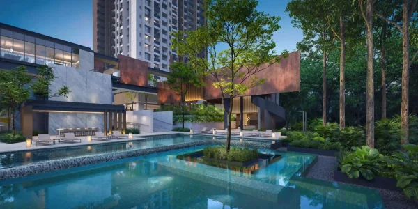 Promenade Peak luxury condo alfresco dining area with modern seating