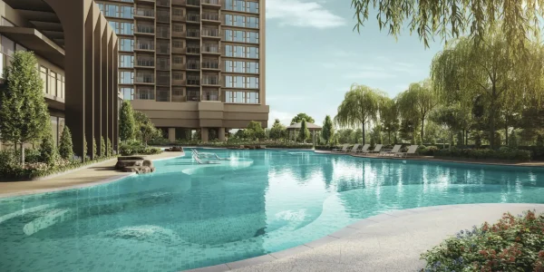 Resort-style swimming pool and pool deck at Penrith luxury condominium, Margaret Drive, Singapore.